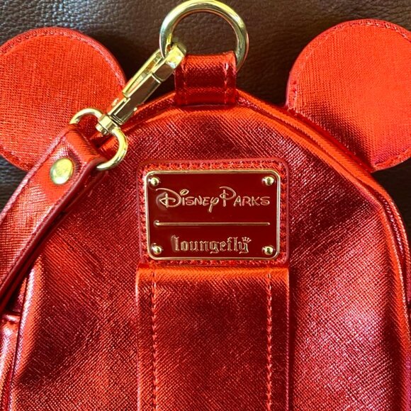 Disney Parks Loungefly Minnie Mouse Red Sequin Mini Backpack Purse Wrist… - Picture 4 of 10